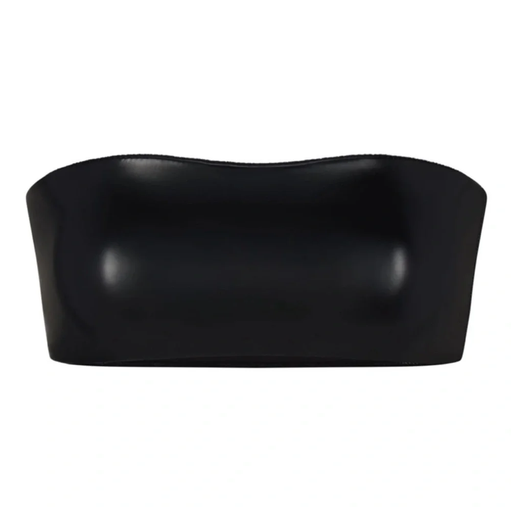 Skims Black micro pleather bandeau patent Strapless Bikini Top XL